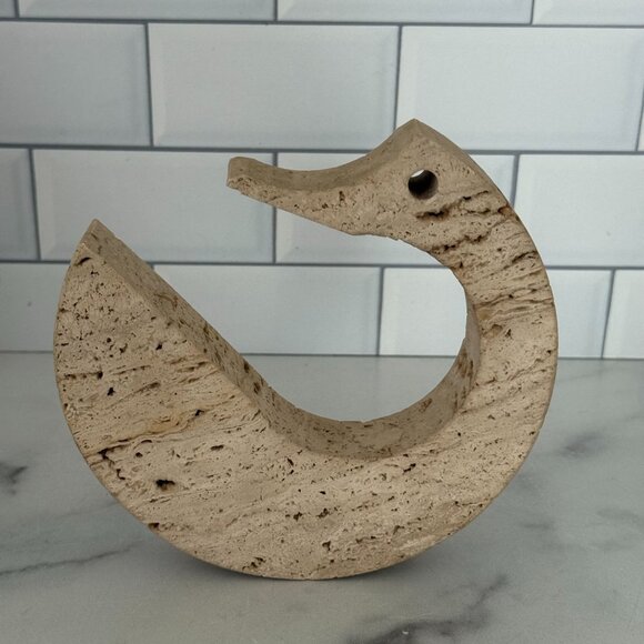 Travertine Swan Mid Century Figure  Fratelli Mannelli Italy 1970s - Picture 1 of 6